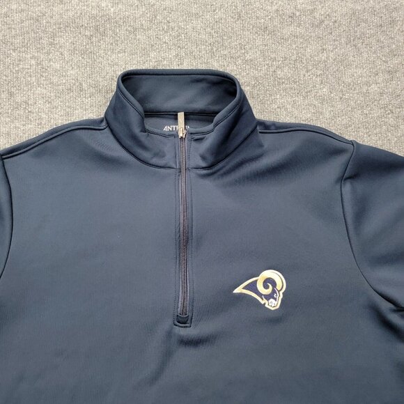 St‎ Louis Los Angeles Rams Sweater Mens Large Blue 1/4 Zip NFL Football Sports - Picture 2 of 8